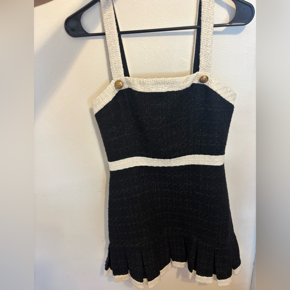 Alice + Olivia Black and Cream Midi Dress